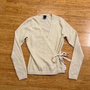 Gap cream ballerina wrap satin tie cardigan